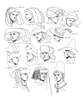 A coloring page of renaissance clothing